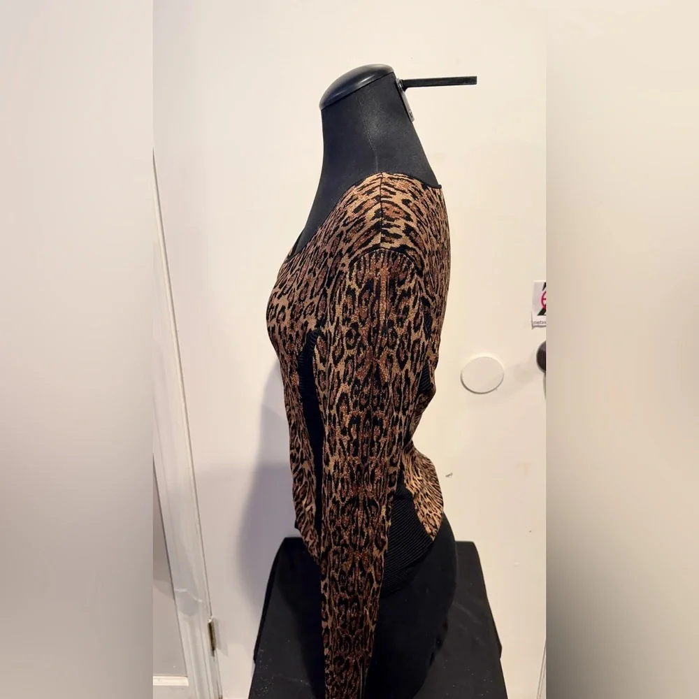 Vintage Cache Leopard Print Zip-Up Top - Picture 3 of 5